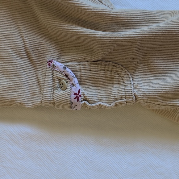 old navy beige cotton corduroy cargo pants with floral trim 2T toddler girls - Picture 3 of 11